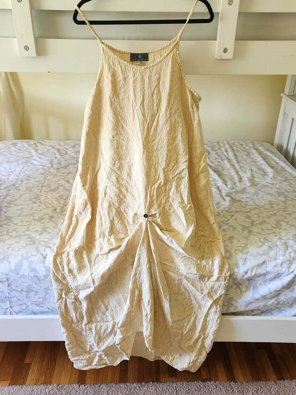 Shack Incorporated 100 % silk prairie Long Dress Drapey Cream Lagenlook Boho O/S